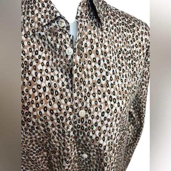 Ted Baker London Dunston Button Up Shirt Men Long Sleeve Tan Pattern Print 4 - Picture 6 of 15